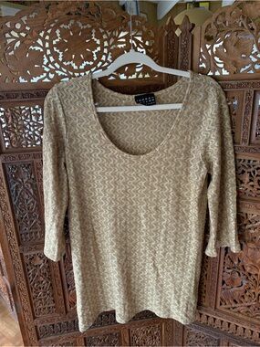 Jordan Taylor Collection Beige Metallic Knit Top